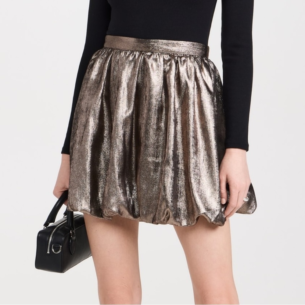 Metallic dark gold / brass Bubble-Hem Mini Skirt Madewell 10